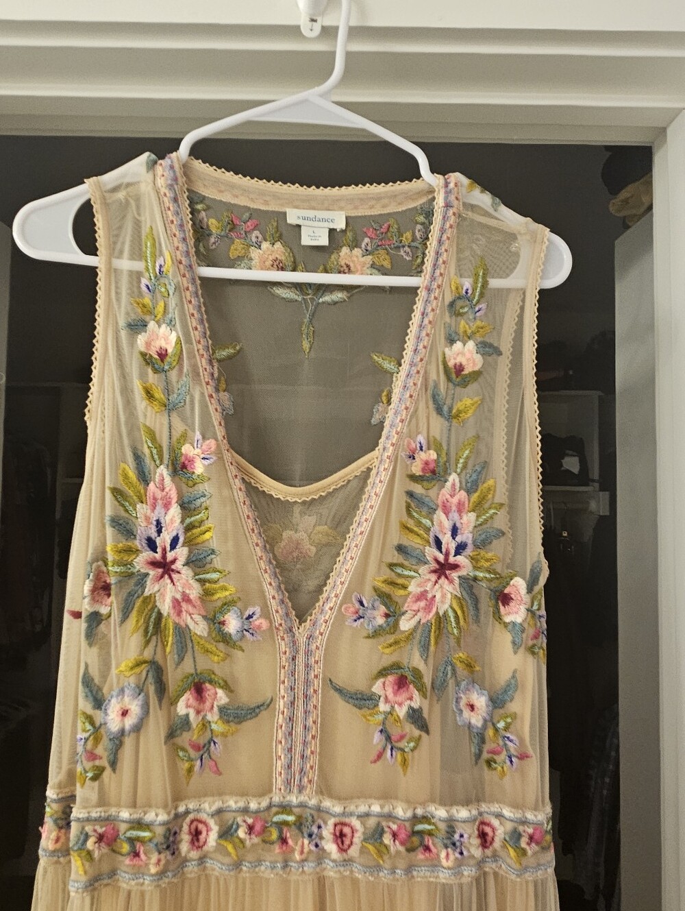 Sundance Boho Embroidered Floral Maxi Dress-Large - Picture 4 of 12
